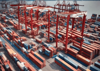 Aerial view of a busy container port, showcasing challenges in global logistics and supply chain management. - Supply Chain News