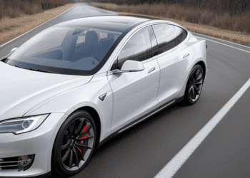 The Tesla Model S, equipped with Autopilot capabilities, is confidently driving down a serene country road.