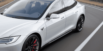 The Tesla Model S, equipped with Autopilot capabilities, is confidently driving down a serene country road.