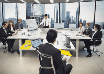 Business team meeting around a table, discussing public finance management. EY OpsChain. - Supply Chain News