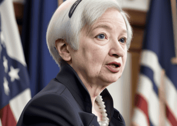 A woman is speaking into a microphone about the impact of AI on financial stability.