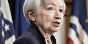 A woman is speaking into a microphone about the impact of AI on financial stability.