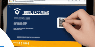 A person is holding a tablet displaying a QR code as part of their progress on the Digital Credentials Projects.