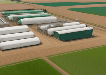 An aerial view of an oil refinery in the middle of a field, highlighting the potential synergy resulting from the Viterra-Bunge merger.
