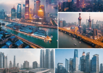 Aerial view of Shanghai's skyline, showcasing its modern architecture and bustling port, highlighting the city's crucial role in global supply chains. AI-powered solutions can optimize logistics here. - Supply Chain News