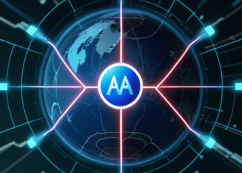 A globe depicting global actions that concerns AI's impact with the word aa in the middle.