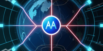 A globe depicting global actions that concerns AI's impact with the word aa in the middle.