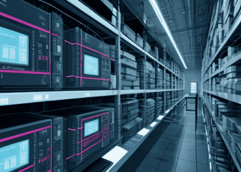 Rows of electronics components in a warehouse, illustrating supply chain challenges. - Supply Chain News