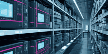 Rows of electronics components in a warehouse, illustrating supply chain challenges. - Supply Chain News