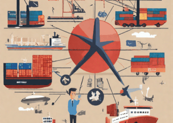 Infographic illustrating global shipping and international trade, including cargo ships, ports, and airplanes. Successful imports and exports. - Supply Chain News
