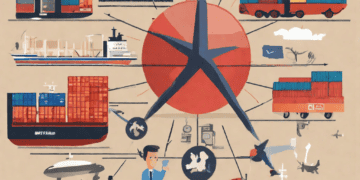 Infographic illustrating global shipping and international trade, including cargo ships, ports, and airplanes. Successful imports and exports. - Supply Chain News