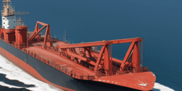 Large red ore carrier ship sailing on the ocean. Oil transportation challenges. - Supply Chain News