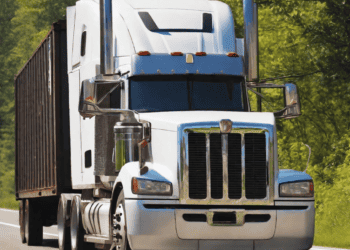White semi-truck hauling a cargo container on a highway. - Supply Chain News
