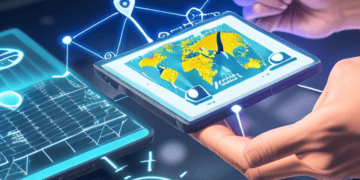 Hands interacting with a tablet displaying a world map, illustrating digital procurement and supply chain technology. - Supply Chain News