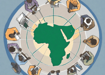 People collaborating around a table, centered on a map of Africa. Discussing trade agreements. - Supply Chain News