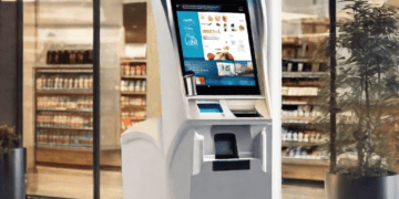 Modern self-service kiosk with touchscreen display in a store. - Supply Chain News