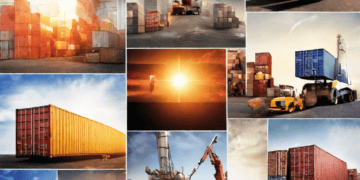 Global trade collage: shipping containers, cargo ships, and freight transport. Illustrates challenges in global commerce. - Supply Chain News