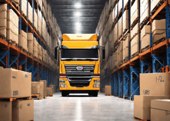 Yellow semi-truck in a large warehouse, illustrating India's 3PL sector. - Supply Chain News