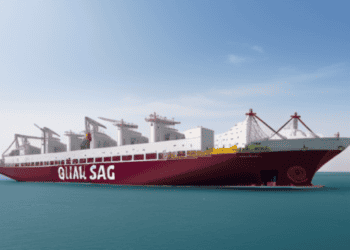 An LNG supply ship named gima sag, transporting natural gas from Qatar to China.