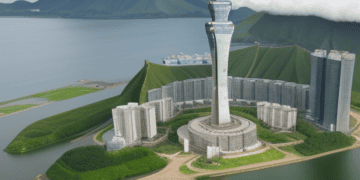 3d rendering of Taiwan's tallest skyscraper, showcasing the impressive height and architectural design.