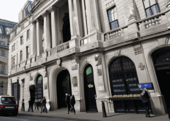 An artist's rendering of the Bank of England building in London.