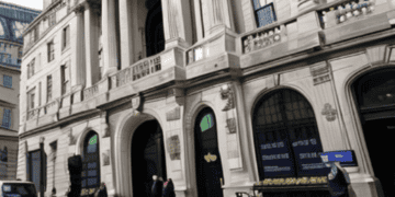 An artist's rendering of the Bank of England building in London.