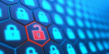 An image of a padlock symbolizing security on a blue background.