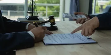 Two men in suits are signing papers at a table, possibly involved in a Singapore Anti-Corruption Agency investigation.