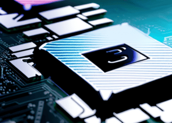 A close up of an advanced computer chip on a circuit board.