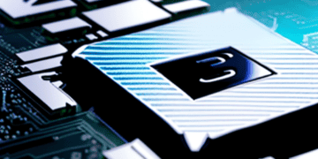 A close up of an advanced computer chip on a circuit board.