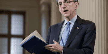 A man in a suit holding a book, amidst an ongoing debate on the potential debt default by the US Treasury.