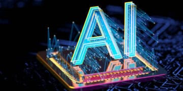 The word ai on a circuit board showcasing generative AI technology.