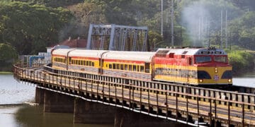 Panama Canal Railway train crossing a bridge. CPKC growth potential. - Supply Chain News