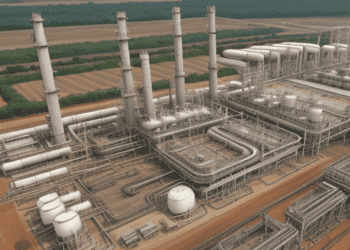 An aerial view of Nigeria's largest oil refinery in Africa, a milestone in production.