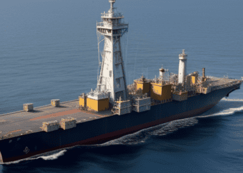 A large ship in the Red Sea amidst rising tensions.