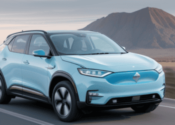 The 2020 Tesla ion electric SUV is exploring the Electric Vehicle Market while driving down the road.