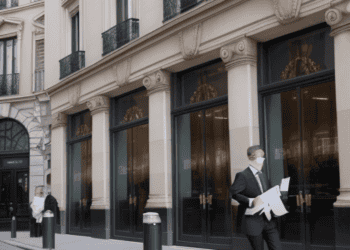 A man in a suit walks past a building, symbolizing stability in the Euro Zone economy.