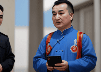 A man wearing a blue jacket is seen amidst the concerns regarding Uighurs and Chinese Authorities.