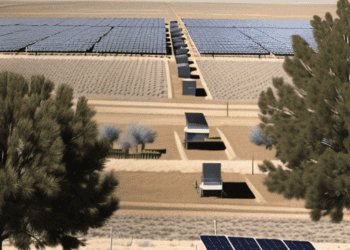 An artist's rendering of a solar farm in the Western U.S.