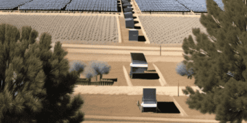 An artist's rendering of a solar farm in the Western U.S.
