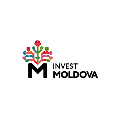 The Invest Moldova logo, in partnership with various organizations, on a white background.