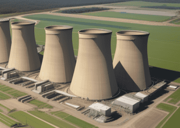 The cooling towers of a renewable energy plant are in the middle of a field in Australia.
