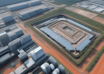 An aerial view of an industrial complex in Thailand.
