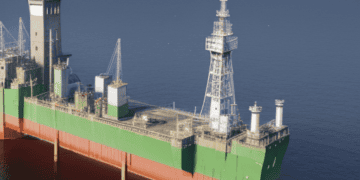 An offshore oil rig in the North Sea operated by the UK Government, involved in fact-checking for oil and gas production.