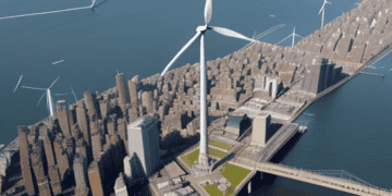 An offshore wind turbine near New York with significant participation.