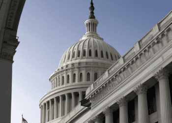 The U.S. capitol building is in the background.