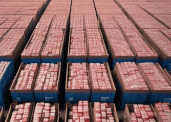 US Wholesale Price Data in April reveals inflation pressure on a lot of boxes stored in a warehouse.