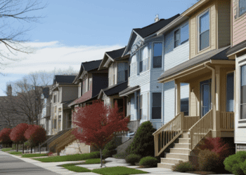 A row of houses on a street facing a housing affordability crisis.