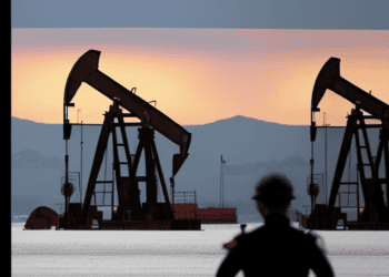 A man is standing in front of an oil pump amidst geopolitical tensions and China concerns.