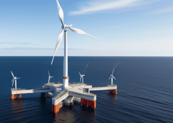 Offshore wind farm with multiple turbines on a platform. BP and Equinor US offshore wind project. - Supply Chain News